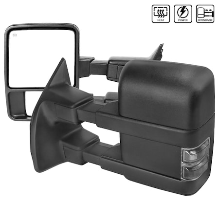 Spec-D Tuning 08-15 Ford F250 Super Duty Towing Mirrors- Smoke Signal- Power Heated RMX-F25008GLEDH-P-FS